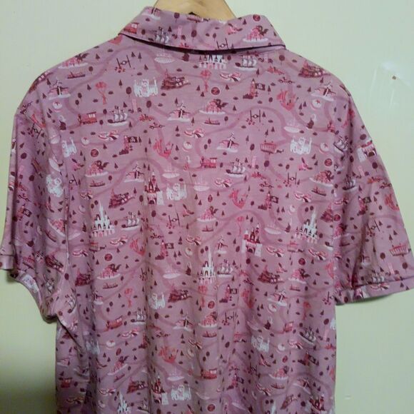 Disney Parks Park Life Polo Shirt-Size 2XL-Attractions-Rides-Icons-Pink - Picture 6 of 7
